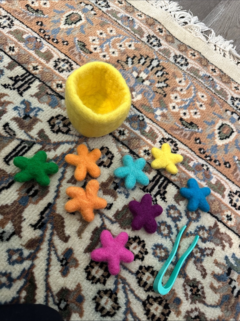 Felt Star Toy Set with Yellow Felt Bowl